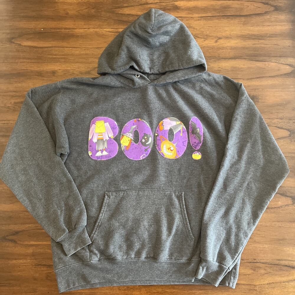 UPCYCLED Halloween “Boo!” Hooded Hanes Sweatshirt Fallcore Whimsy Fairy Cute